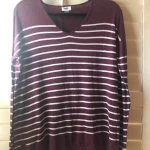 Old Navy Burgundy/White striped sweater